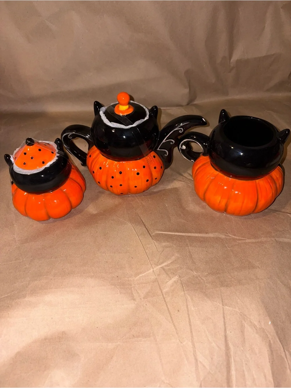 Johanna Parker Halloween Bat Set Teapot Sugar Bowl Mug